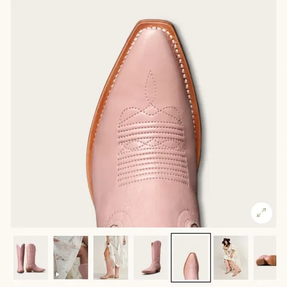 Tecovas Pink Leather Cowboy Boots Misty Rose - Picture 5 of 6